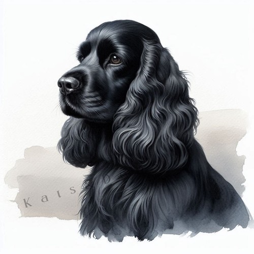 Black cocker spaniel - black,